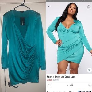 Fashion nova teal mini dress plus